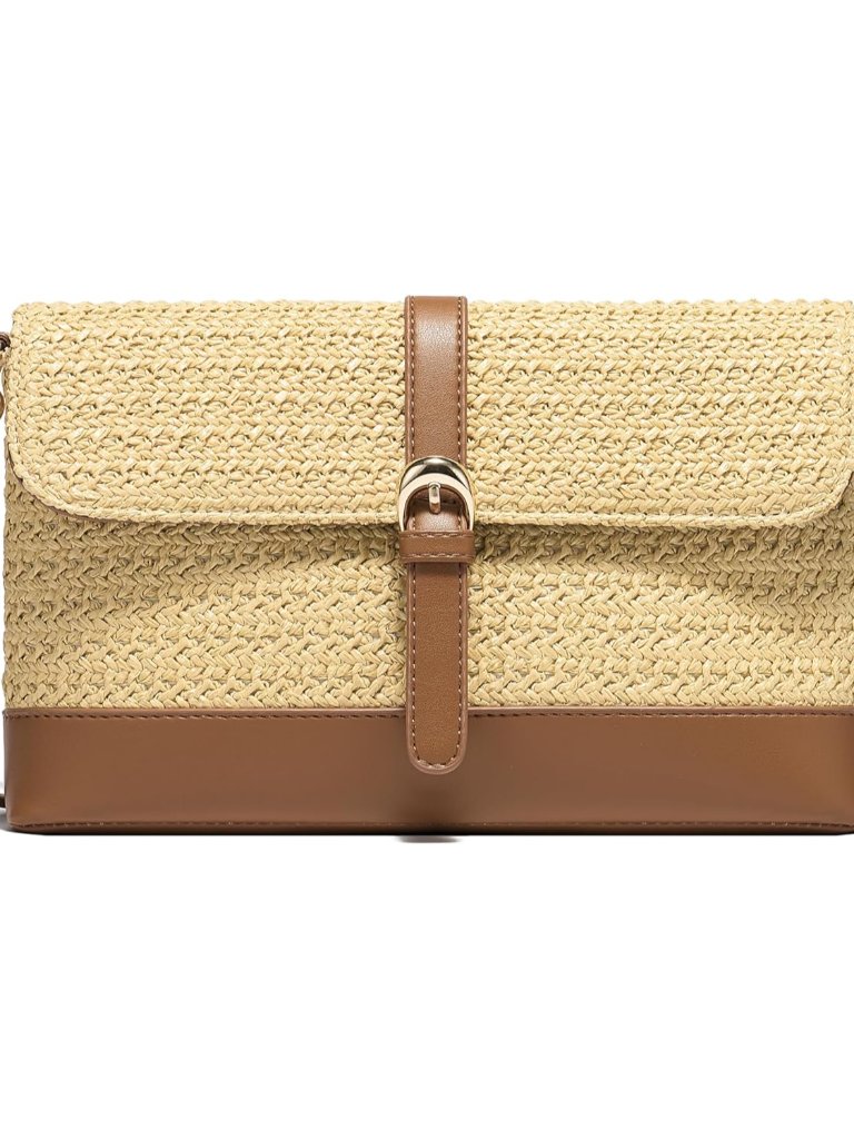 Straw Bag For Women, Woven Summer Beach Raffia Purse With Detachable Strap, Boho